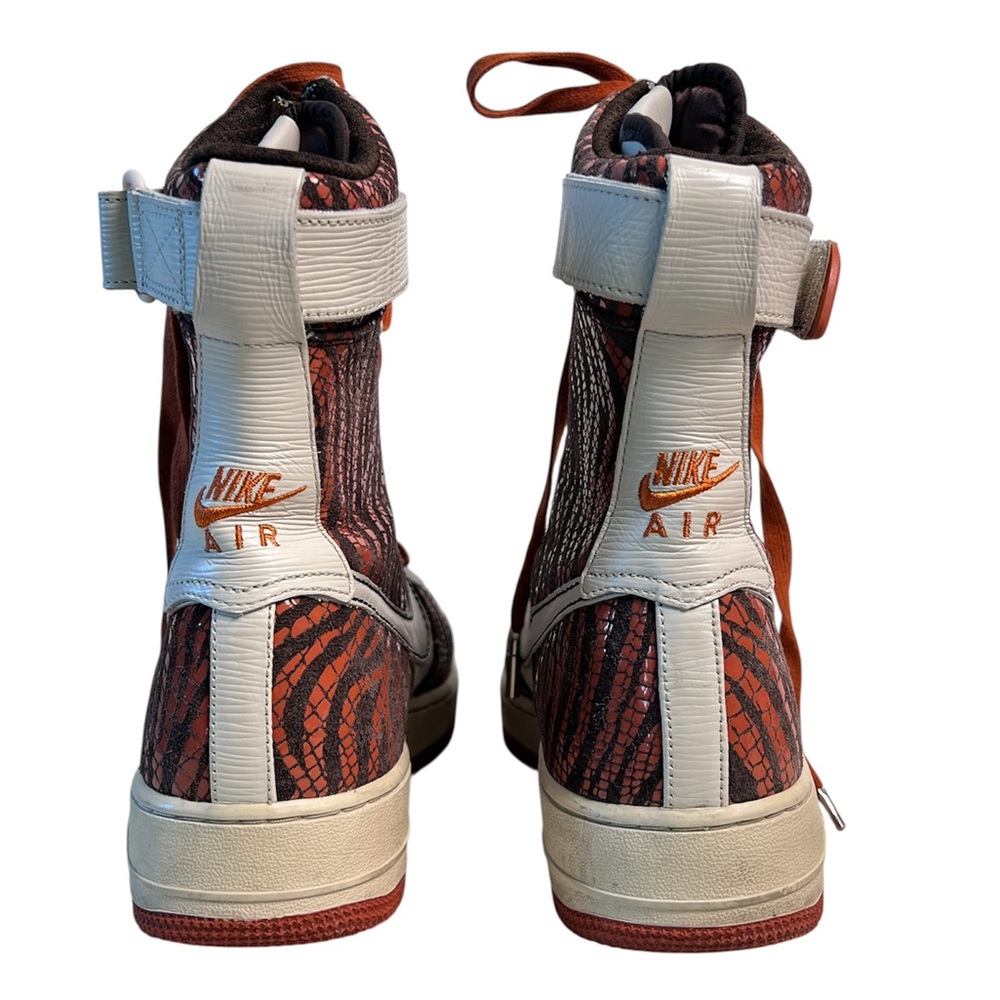 Nike Women’s Air Force 1 High 6” Wedge Sneakers Orange Zebra Print Size 9.5 Rare - Picture 4 of 14